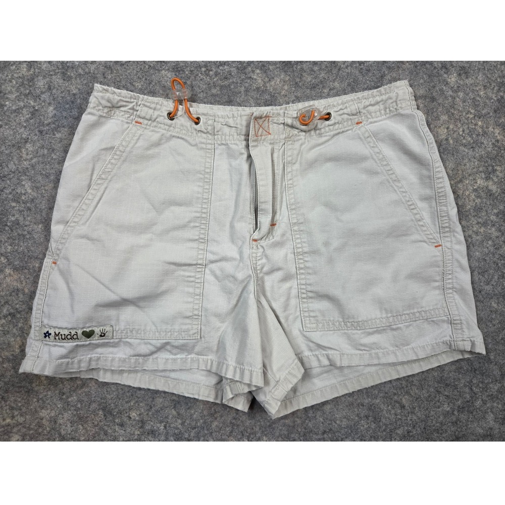 Vintage Mudd Cargo Shorts Tan Ripstop Y2K Orange Toggle Size 3